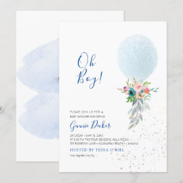 Invitación PixDezines Oh Boy Balloon Baby Shower