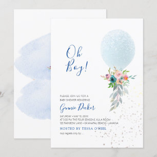 Invitación PixDezines Oh Boy Balloon Baby Shower