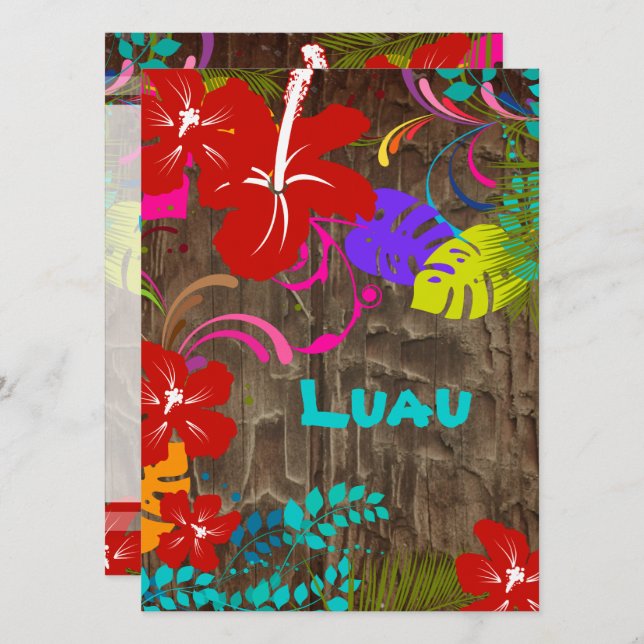 Invitación PixDezines Ohana Luau (Anverso / Reverso)