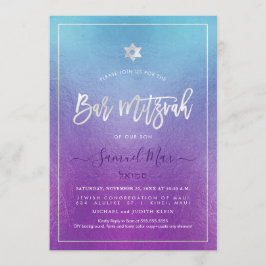 Invitación PixDezines Ombre Deep Blue Sea Bat Mitzvah