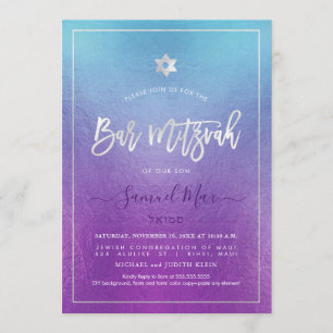 Invitación PixDezines Ombre Deep Blue Sea Bat Mitzvah