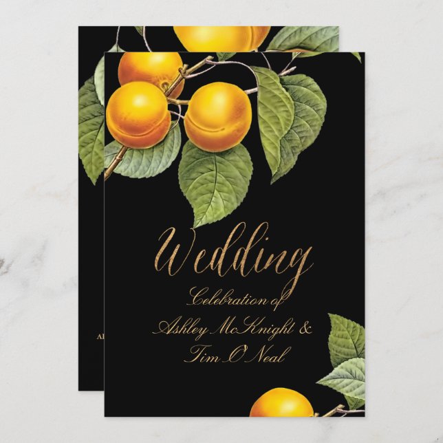 Invitación PixDezines Orchard/Melocotones/Redoute (Anverso / Reverso)