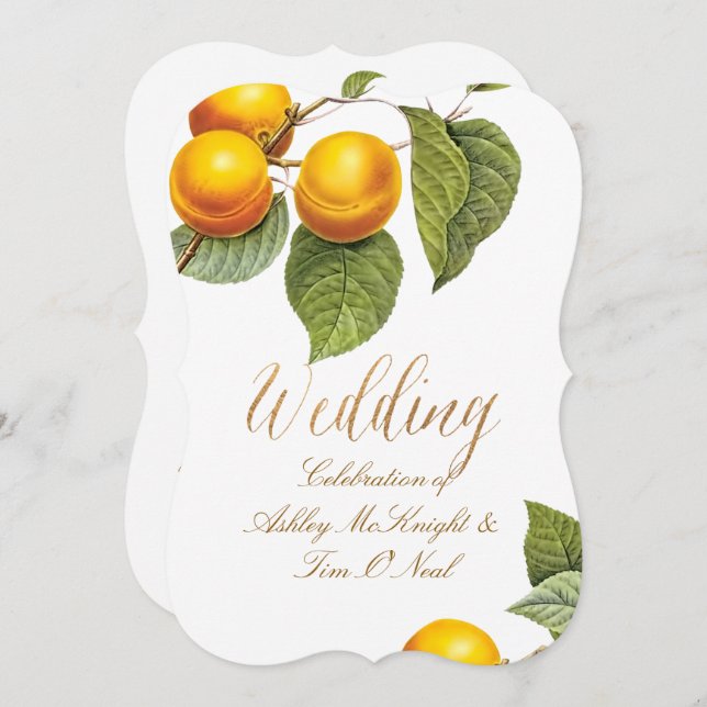 Invitación PixDezines Orchard / Melocotones / Redoute (Anverso / Reverso)