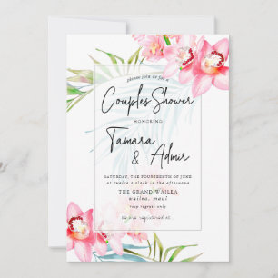 Invitación PixDezines Orchid Isle, Ducha de parejas tropicale