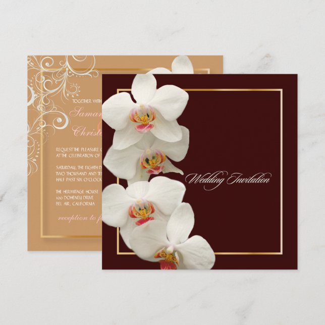 Invitación PixDezines orquídeas/falaenopsis (Anverso / Reverso)
