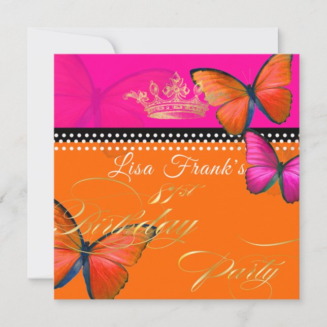 Invitación PixDezines Papillon Retro Fiesta de cumpleaños 81 (Anverso)