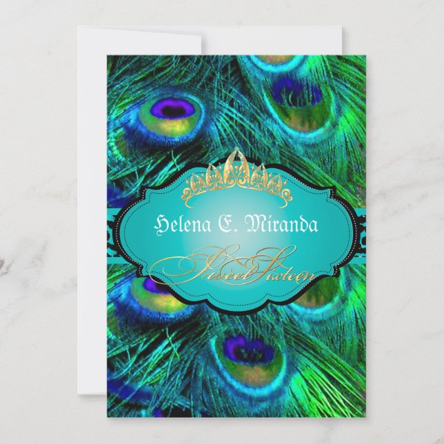 Invitación PixDezines pavo+guepardo/dulce dieciséis (Anverso)