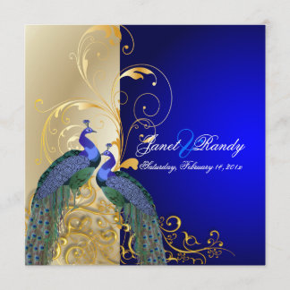 Invitación PixDezines pavo real psicodélico/azul cobalto