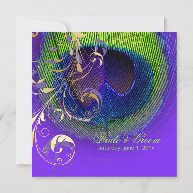 Invitación PixDezines Peacock Eye+Filigree giros/diy evento! (Anverso)