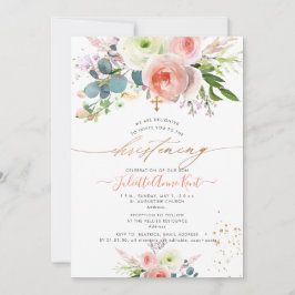 Invitación PixDezines Peonías Acuarela Rosa Bautizo