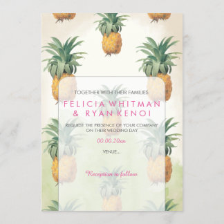 Invitación PixDezines Pinapples Vintage/fondo DIY