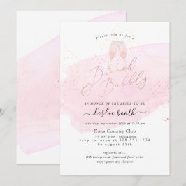 Invitación PixDezines Pink Acuarela Champán Brunch Burbujeant