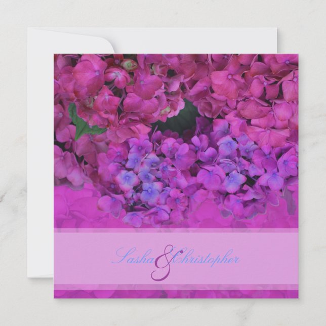 Invitación PixDezines Pink/Fuschia Hydrangea (Anverso)