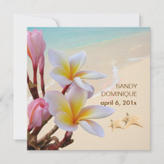 Invitación PixDezines Pink Plumeria + Playa + starfish