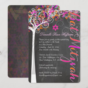 Invitación PixDezines PIZARRA ÁRBOL DE LA VIDA BAT MITZVAH