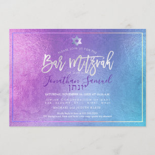 Invitación PixDezines Platinum Ombre Bar Verde azulado Mitzva