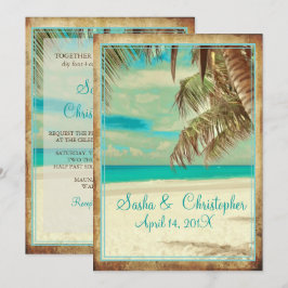Invitación PixDezines playa vintage, paraíso tropical