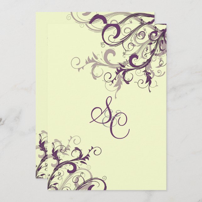 Invitación PixDezines PLUM SWIRLS/fondo DIY (Anverso / Reverso)