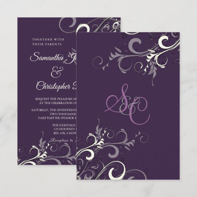Invitación PixDezines PLUM/TORNILLOS DE CREMA/Fondo DIY (Anverso / Reverso)