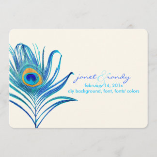 Invitación PixDezines pluma de pavo real aqua/Color DIY