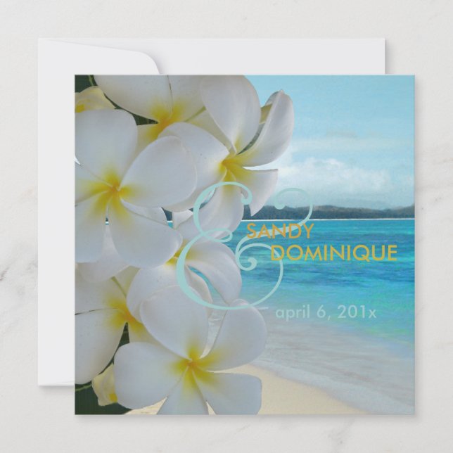 Invitación PixDezines Plumeria Lei/playa/boda tropical (Anverso)