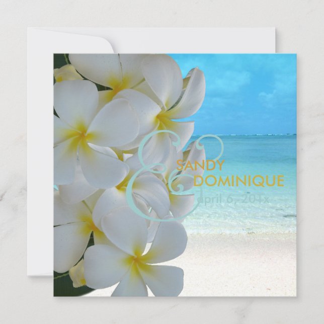 Invitación PixDezines Plumeria Lei/playa/boda tropical (Anverso)