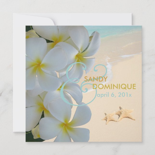 Invitación PixDezines Plumeria Lei/playa/estepa tropical (Anverso)