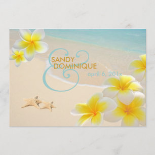 Invitación PixDezines Plumeria Lei+starfish+playa