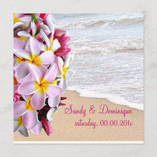 Invitación PixDezines plumeria rosa Lei/playa