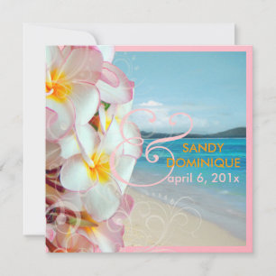 Invitación PixDezines Plumeria rosa/playa/boda tropical