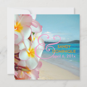 Invitación PixDezines Plumeria rosa/playa/boda tropical