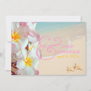 Invitación PixDezines Plumeria rosa+remolinos/boda tropical