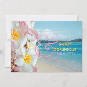 Invitación PixDezines Plumeria rosa+remolinos/boda tropical