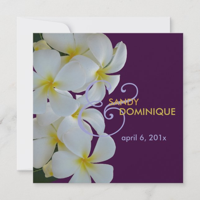 Invitación PixDezines Plumerias boda tropical/color DIY!! (Anverso)