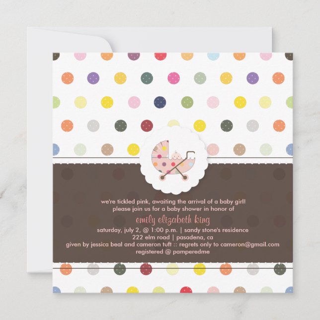 Invitación PixDezines Polkadots + Minidots baby shower (Anverso)