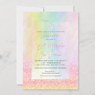 Invitación PixDezines Purpurina Cotton Candy Bat Mitzvah