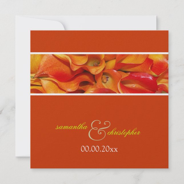 Invitación PixDezines quemó naranja calla lily (Anverso)