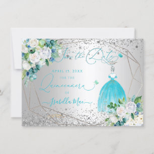 Invitación PixDezines Quinceanera Aqua Blue Dress Save Date