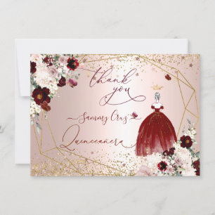 Invitación PixDezines Quinceanera Burgundy Gown Gracias En