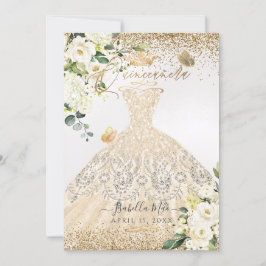 Invitación PixDezines Quinceanera Champagne Purpurina de oro