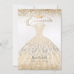 Invitación PixDezines Quinceanera Champagne Purpurina de oro