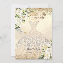 Invitación PixDezines Quinceanera Champagne Purpurina de oro