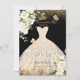 Invitación PixDezines Quinceanera Champagne Purpurina de oro