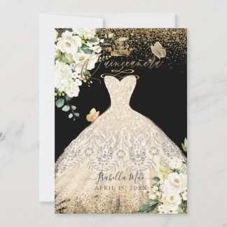 Invitación PixDezines Quinceanera Champagne Purpurina de oro