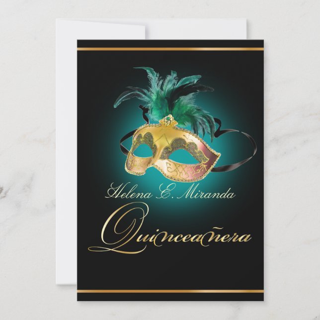 Invitación PixDezines Quinceanera/color verde azulado/DIY!! (Anverso)