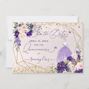 Invitación PixDezines Quinceanera Dusty Purple Vestido 