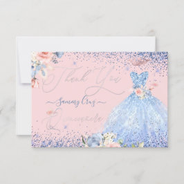 Invitación PixDezines Quinceanera Gracias Dusty Blue Gown