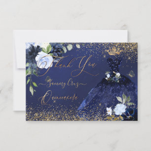 Invitación PixDezines Quinceanera Gracias Oro Azul De La Mari