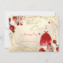 Invitación PixDezines Quinceanera Red Gown Gracias