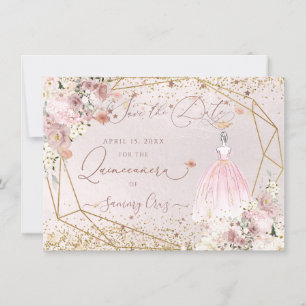 Invitación PixDezines Quinceanera Rubor Pink Save the Date